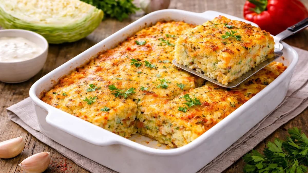 Zapékanka z zelí po turecku lehká večeře s jemnou zálivkou a sýrovou kůrkou