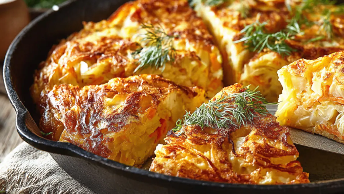 Koláč bez těsta: z bílého zelí a vajec na pánvi. Sytý, nízkokalorický a velmi jednoduchý