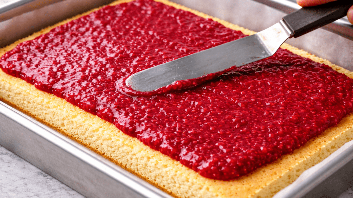 Pudinkový dort s malinami a čokoládovou polevou – jemný a šťavnatý